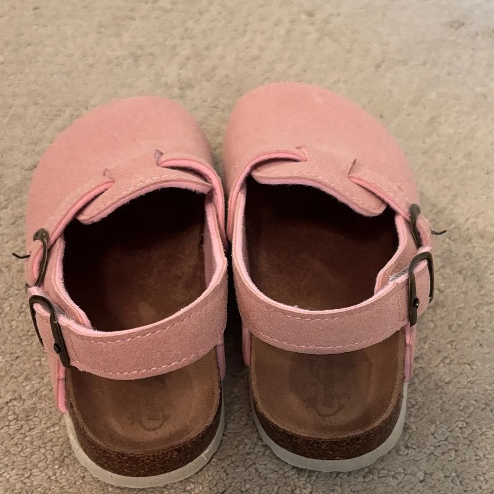 Kids Pink Suede Slingback Shoes